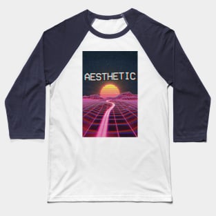 aesthetic Glitch † Seapunk/Vaporwave VHS Sunset Grid Design Baseball T-Shirt